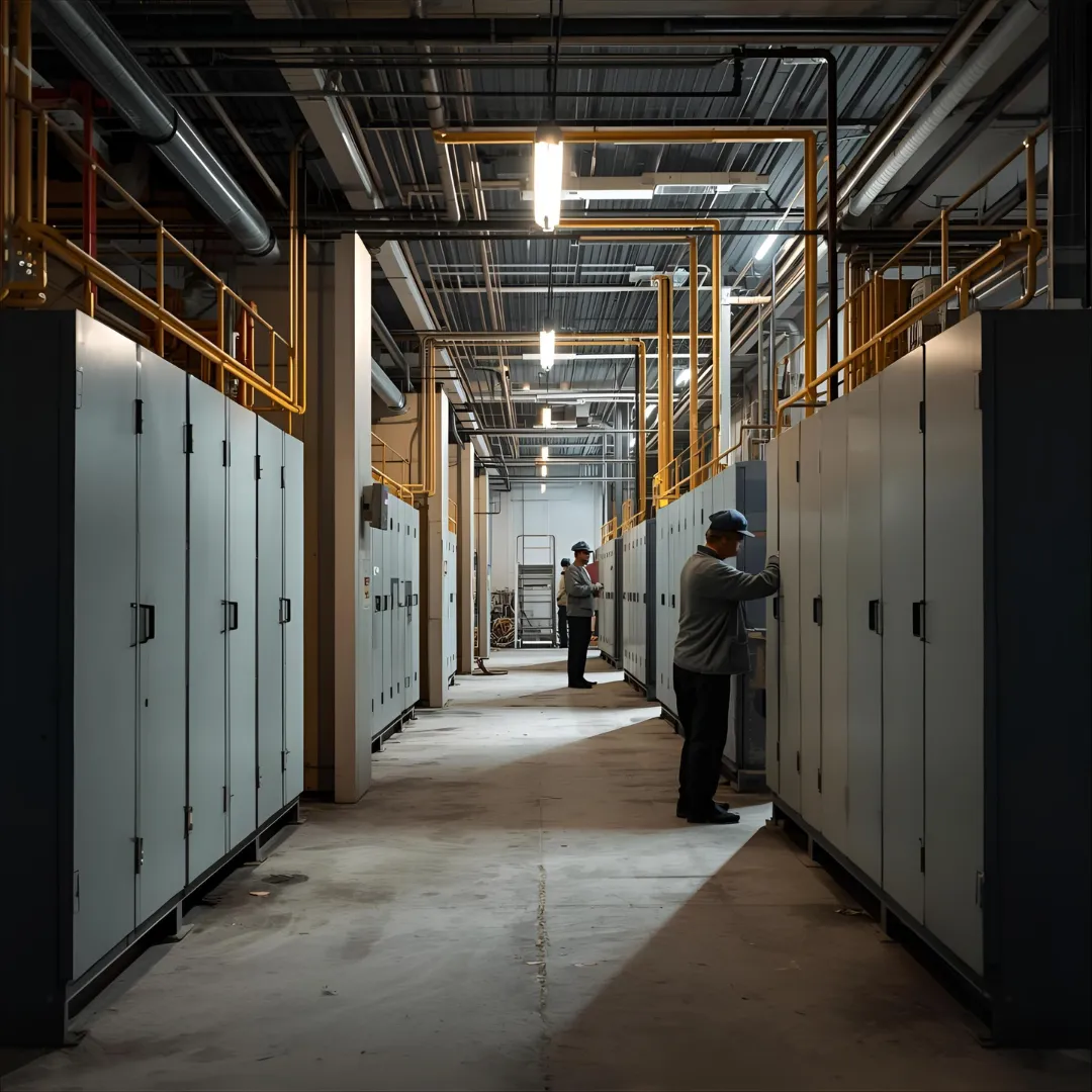 Des opérateurs travaillent sur des équipements industriels au sein d'une usine