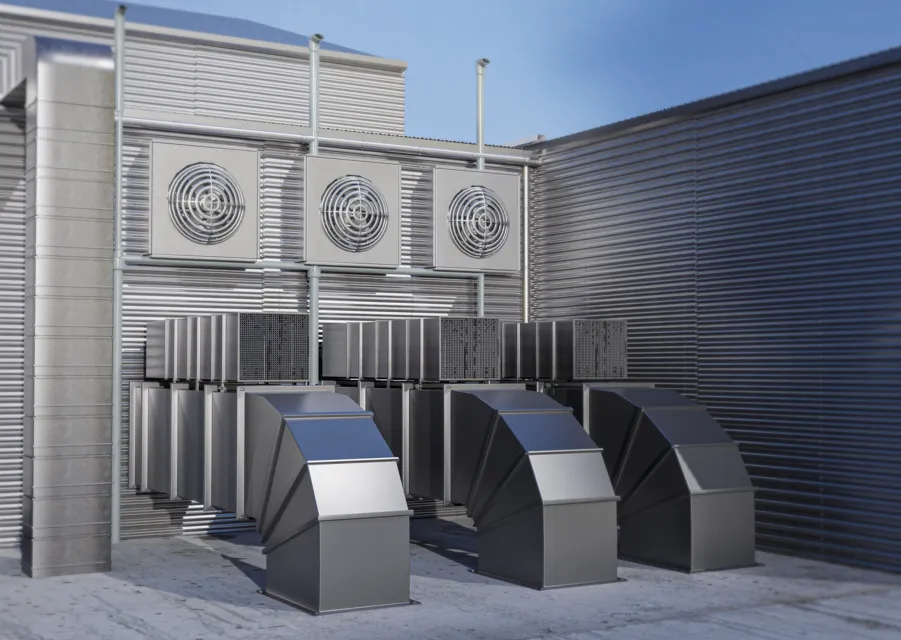 Salle technique HVAC industrielle équipée de compteurs et hypervision DAT’Power